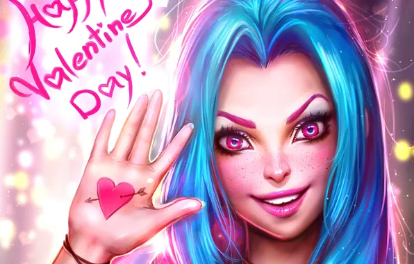Картинка девушка, лицо, улыбка, праздник, волосы, красота, art, lol, valentine's day, League of Legends, Happy Valentine's …