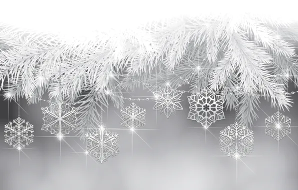 Картинка снежинки, праздник, елка, новый год, веточки