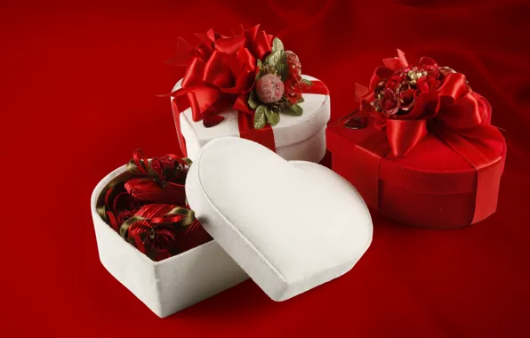 Картинка сердце, розы, подарки, love, box, heart, romantic, Valentine's Day, gift, roses