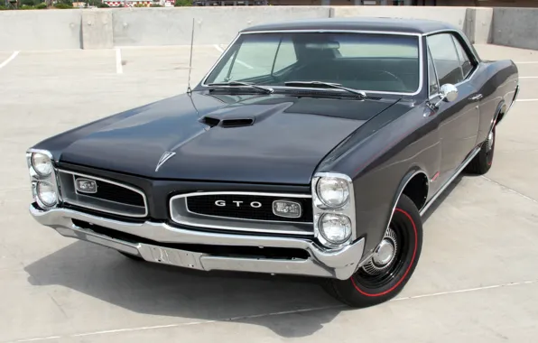 Картинка мускул кар, классика, Coupe, Pontiac, GTO, передок, 1966, понтиак, Tempest, Hardtop