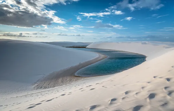 Картинка песок, небо, вода, Brasil, Maranhão