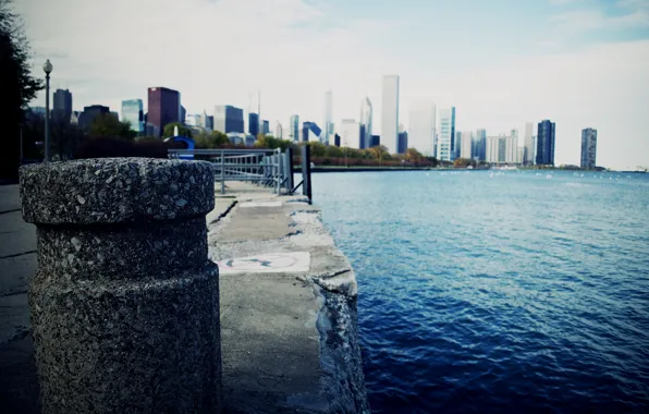 Картинка небо, вода, город, небоскребы, Чикаго, Chicago, Иллиноис