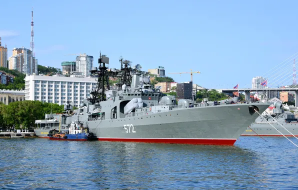 Картинка корабль, большой, ВМФ, противолодочный, Владивосток, проект 1155, Адмирал Виноградов