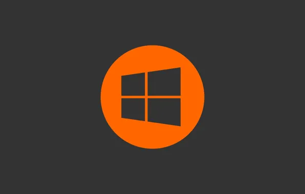 Картинка оранжевый, серый, логотип, windows, минимал, пуск