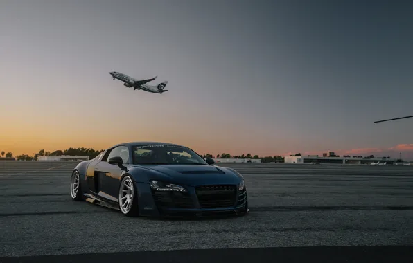 Картинка audi, blue, airport, boden, R8