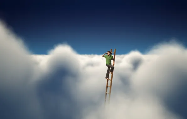 Картинка небо, облака, человек