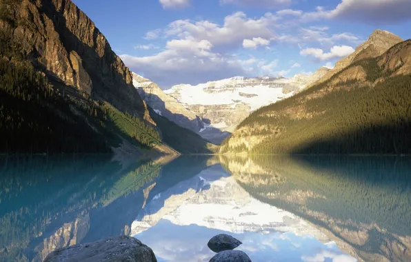Картинка облака, горы, озеро, отражение, Канада, Альберта, Банфф Парк