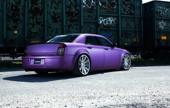 Картинка Chrysler, wheels, 300, vossen, purple, rearside