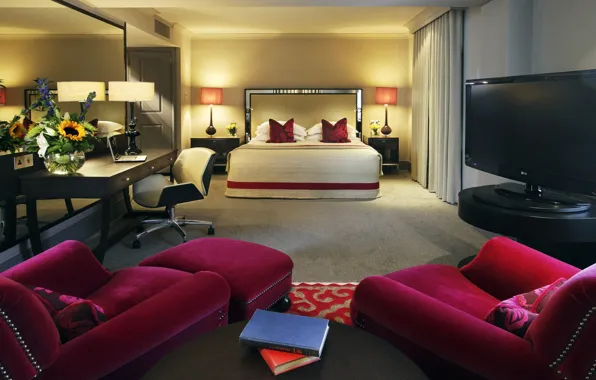 Картинка light, red, white, flower, design, pink, beautiful, chair, purple, bed, nice, bedroom, lounge, elegant, sunflower, …