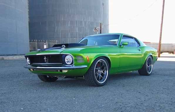 Картинка Mustang, Ford, Green, 1970, Supercharged, Wheels, Concave, Forgeline, 4.6L, VX3C