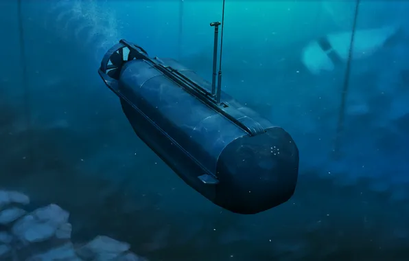 Картинка море, вода, самолет, лодка, арт, операция, подводный, мины, Arma 3