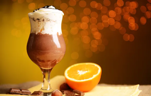 Картинка апельсин, шоколад, орех, коктейль, orange, chocolate, cocktail, nut