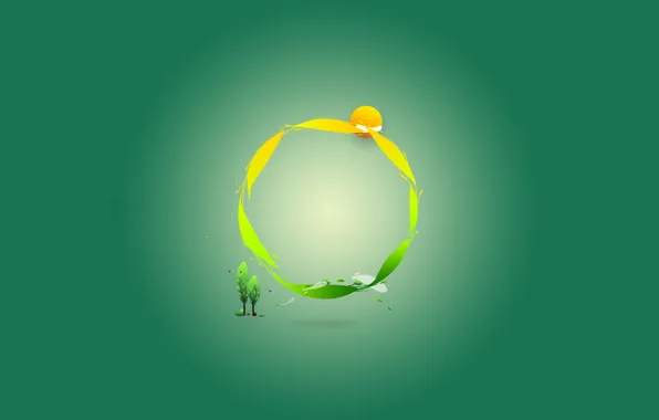 Картинка зеленый, круг, минимализм