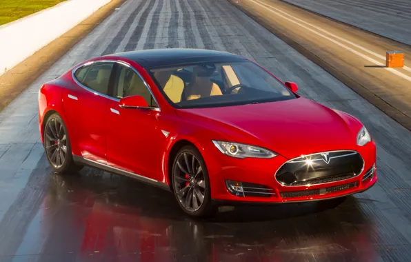 Картинка Red, Tesla, Model S, 2015, P85D