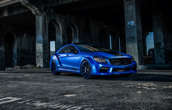 Картинка Mercedes, Benz, side, blue, CLS550