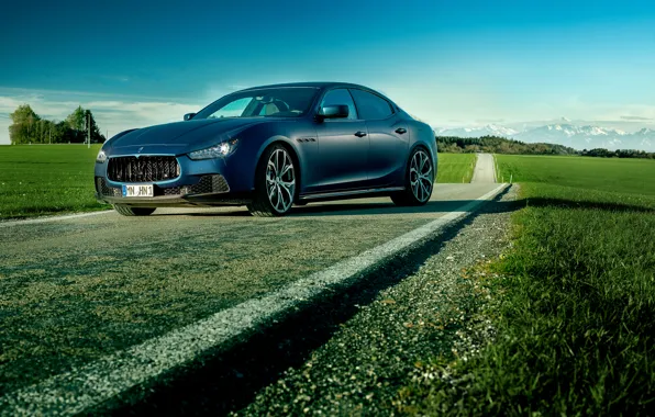 Картинка синий, фото, Maserati, автомобиль, Ghibli, роскошный, Novitec Tridente