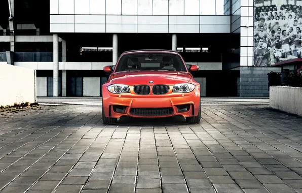Картинка оранжевый, бмв, BMW, перед, orange, 1 серия