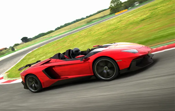 Картинка скорость, трасса, суперкар, автомобиль, Lamborghini Aventador J