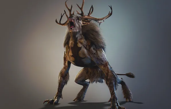 Картинка рога, зверь, Дикая Охота, Арт, Ведьмак, CD Projekt RED, The Witcher 3: Wild Hunt