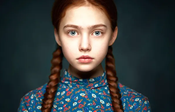 Картинка портрет, девочка, косички, Alexander Vinogradov