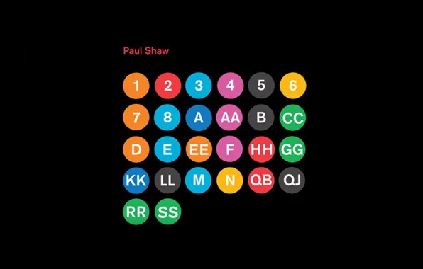 Картинка буквы, черный, цифры, кружки, subway system, Paul Shaw