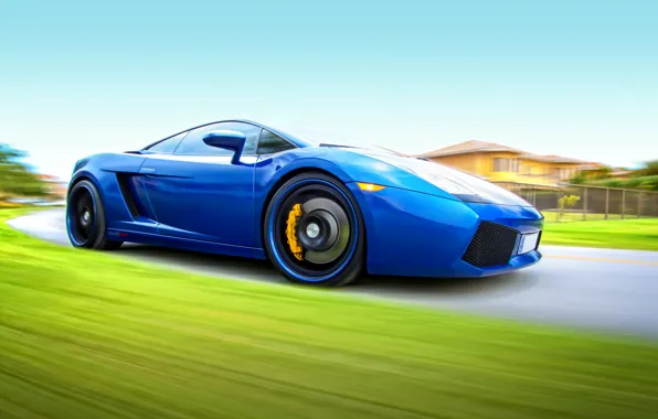 Картинка дорога, небо, скорость, Lamborghini, Gallardo