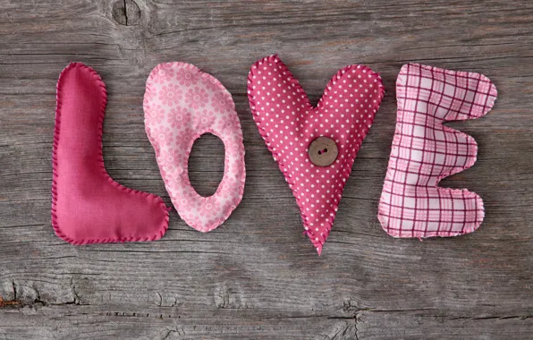 Картинка love, heart, wood, pink, romantic, letters, handcraft