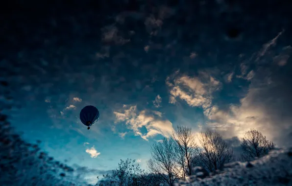 Картинка небо, облака, воздушный шар