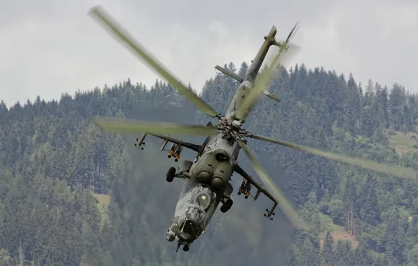 Картинка полет, вертолёт, лопасти, Ми-35, ударный