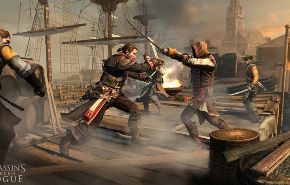 Картинка битва, Убийца, асасин, охотник, Assassin’s Creed, Асасинс Крид Изгой, Assassin’s Creed Rogue