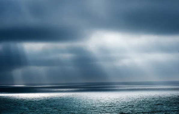 Картинка море, солнце, облака, буря