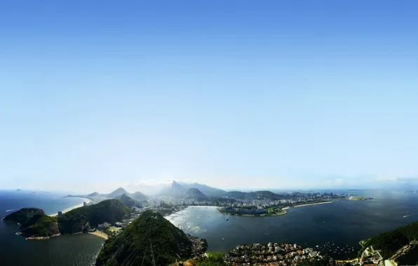 Картинка море, небо, острова, пейзаж, sky, sea, красивый, water, beautiful, бразилия, brazil, рио, рио-де-жанейро, прекрасное, Janeiro, …