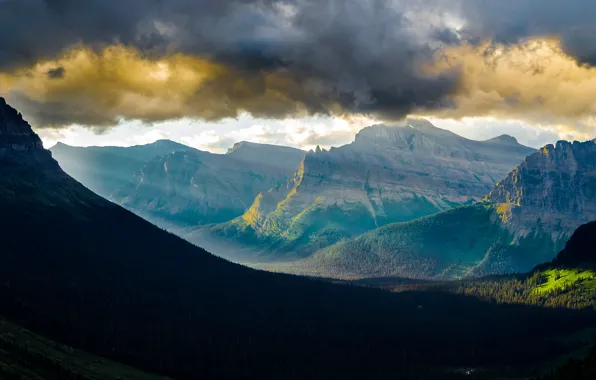 Картинка небо, облака, горы, USA, США, Glacier National Park, Национальный парк Ледник, state Montana, Глейшер, штат …