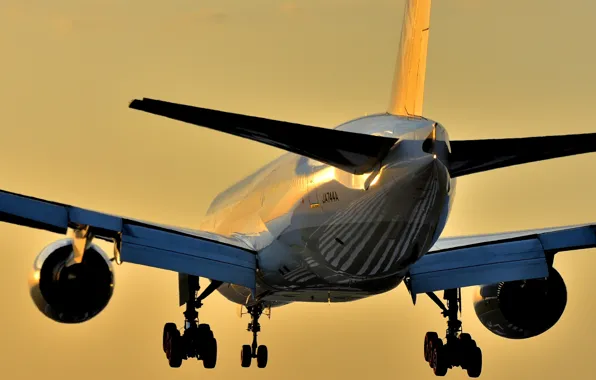 Картинка Boeing, самолёт, посадка, шасси, B-777