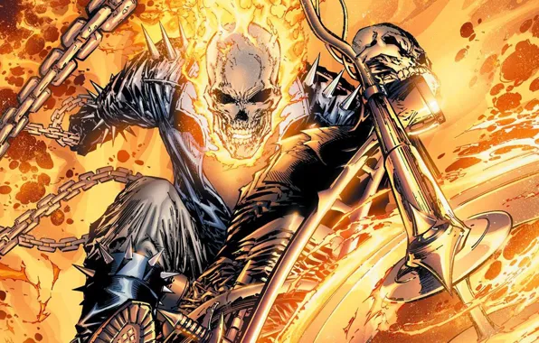Картинка skull, Ghost Rider, Marvel, comics, byke, hellfire