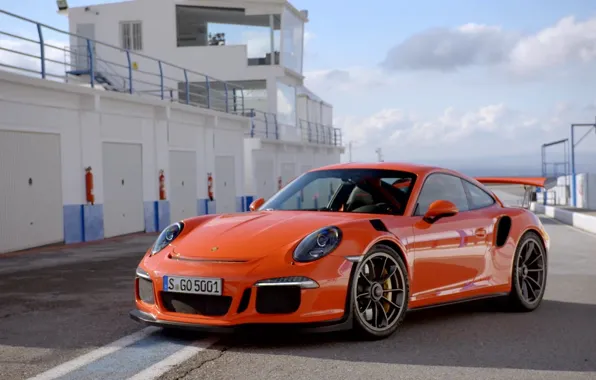 Картинка оранжевая, спойлер, Porsche 911, GT3 4.0, боксы.