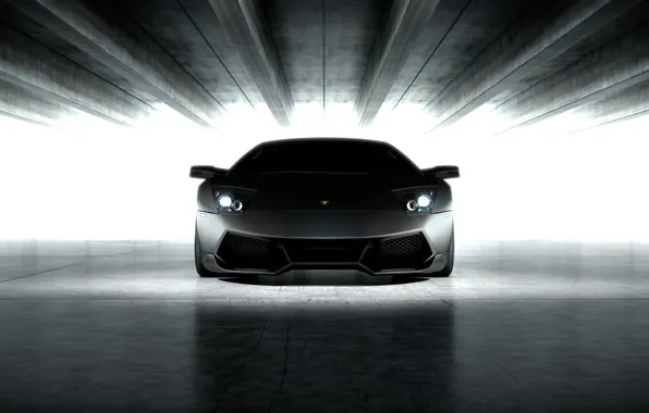 Картинка Lamborghini, Murcielago, передок, свет фар, ламборгини, мурсиэлаго, чёрный матовый, black matte, LP670-4 Superveloce