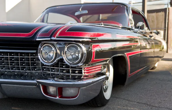 Картинка ретро, фары, Cadillac, 1960, передок