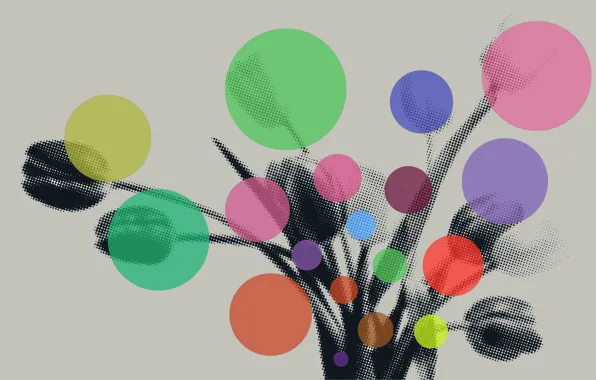 Картинка круги, цветы, разноцветный, pop-art, Поп-арт