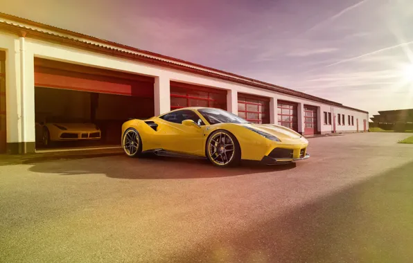 Картинка машина, авто, гараж, Ferrari, феррари, Rosso, Novitec, 488 GTB