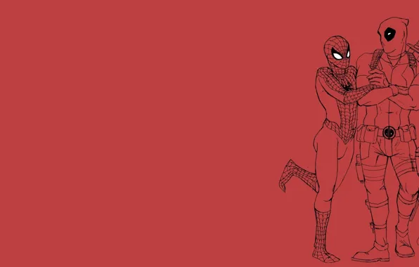 Картинка красный, spider-man, Deadpool, Дэдпул, comics, Человек-паук, MARVEL, Питер Паркер, Уэйд Уилсон