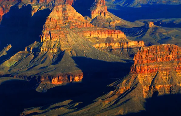 Картинка закат, горы, скалы, каньон, Аризона, США, grand canyon national park