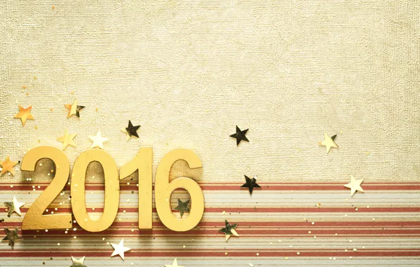 Картинка Новый Год, цифры, golden, New Year, Happy, 2016