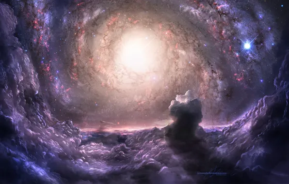 Картинка Purple, Stars, Space, Скопления, Галактики, Galaxies