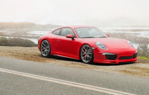 Картинка 911, Porsche, порше, красная, каррера, 2015, Carrera 4S