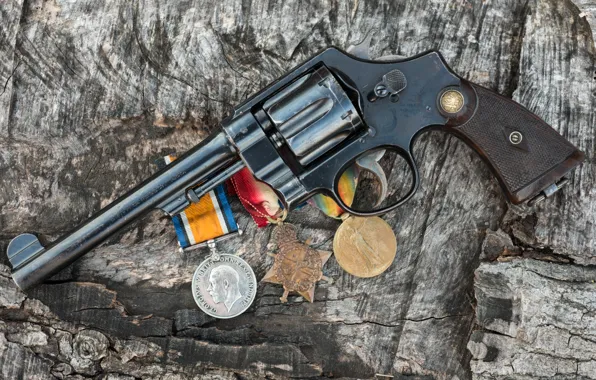 Картинка оружие, револьвер, медали, Smith and Wesson