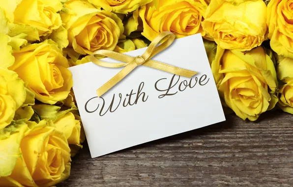 Картинка розы, букет, yellow, flowers, romantic, roses, with love