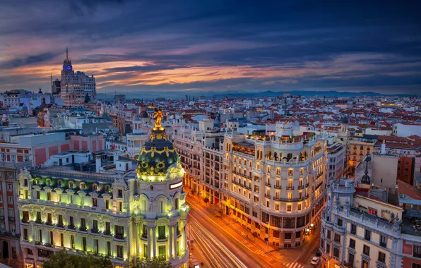 Картинка улица, здания, Испания, Spain, Madrid, Мадрид, Гран-Виа, Gran Vía