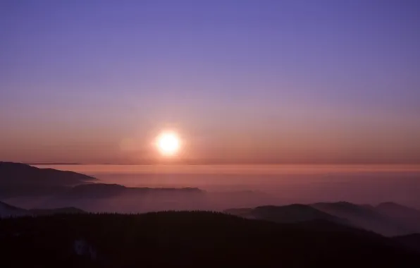 Картинка солнце, туман, горизонт