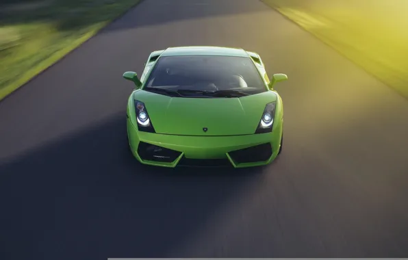 Картинка Lamborghini, Gallardo, Green, Speed, Front, Sun, Turbo, Road, V10, Supercar, LP560-4, Twin